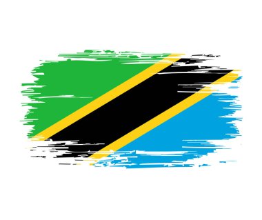 Tanzanya bayrağı fırça grunge arka planı. Vektör illüstrasyonu.