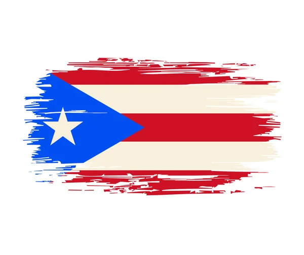 Πορτορικανή σημαία βούρτσα grunge φόντο. Εικονογράφηση διανύσματος. — Διανυσματικό Αρχείο