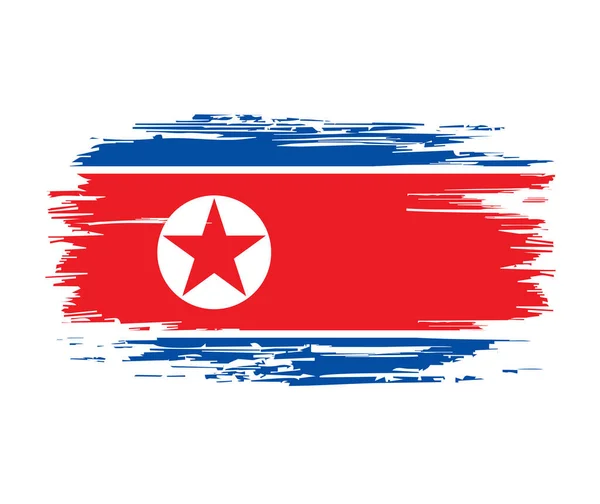 Brosse drapeau nord-coréen fond grunge. Illustration vectorielle. — Image vectorielle