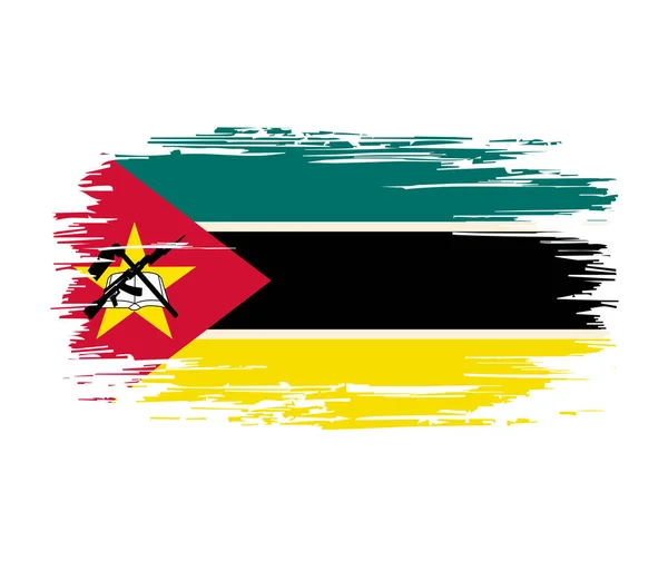 Moçambique flagga borste grunge bakgrund. Vektorillustration. — Stock vektor