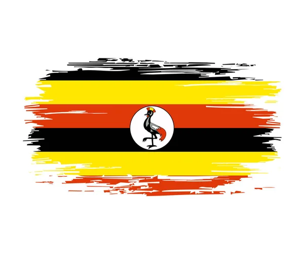 Ugandan flag brush grunge background. Vector illustration. — Stock Vector