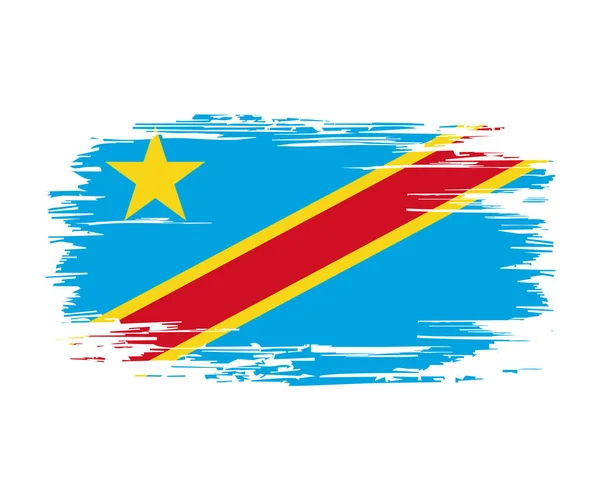 Kongolesische Flagge Pinsel Grunge Hintergrund. Vektorillustration. — Stockvektor