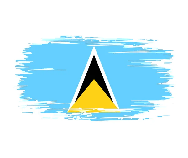 Saint Lucia vlag borstel grunge achtergrond. Vectorillustratie. — Stockvector
