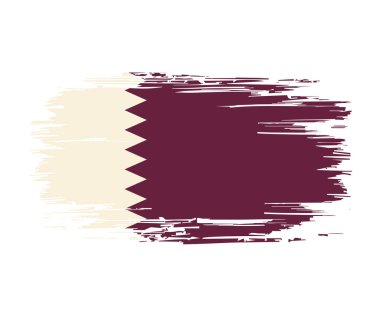 Katar bayrağı fırça grunge arka planı. Vektör illüstrasyonu.