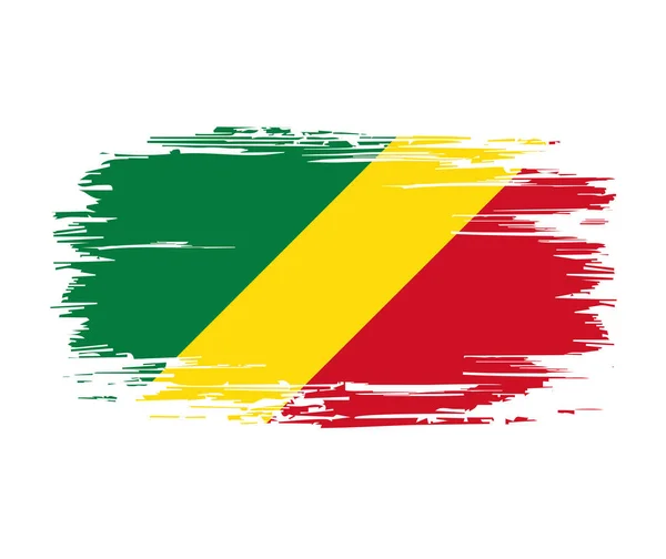 Congolese vlag borstel grunge achtergrond. Vectorillustratie. — Stockvector