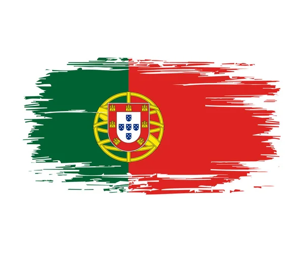 Bandeira portuguesa escova grunge fundo. Ilustração vetorial. — Vetor de Stock