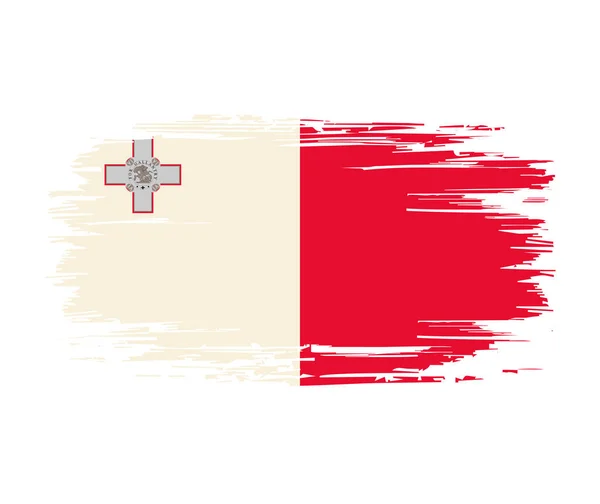 Brosse drapeau maltais fond grunge. Illustration vectorielle. — Image vectorielle