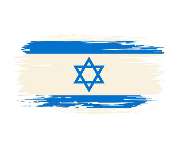 Bandera israelí cepillo grunge fondo. Ilustración vectorial. — Archivo Imágenes Vectoriales