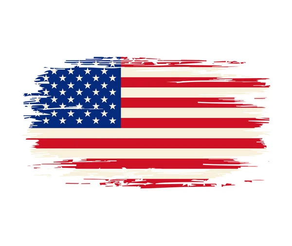 Bandiera americana pennello grunge sfondo. Illustrazione vettoriale. — Vettoriale Stock