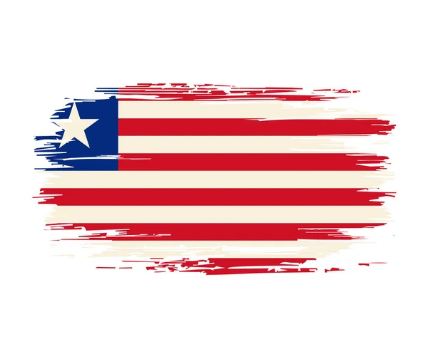 Bandeira liberiana escova fundo grunge. Ilustração vetorial. — Vetor de Stock