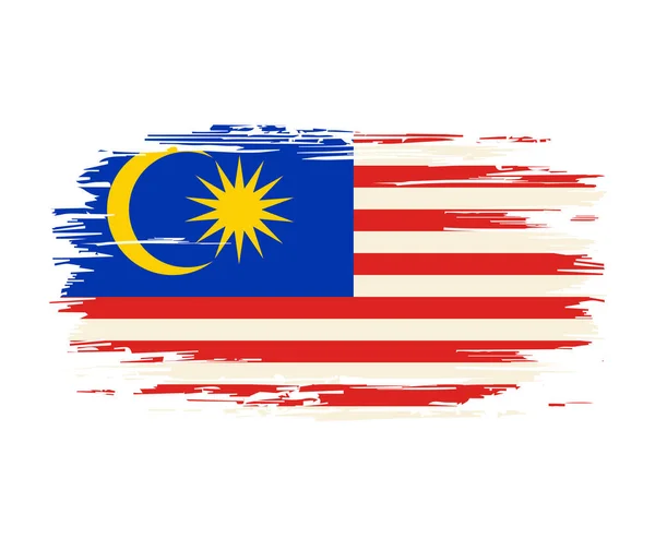 Latar belakang kuas bendera Malaysia. Ilustrasi vektor. - Stok Vektor