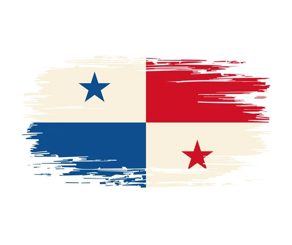 Panamian flagga borste grunge bakgrund. Vektorillustration. — Stock vektor