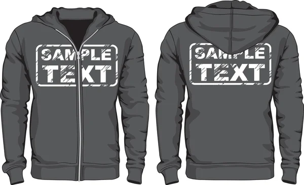 Mens hoodie shirts. voor- en achterkant views — Stockvector