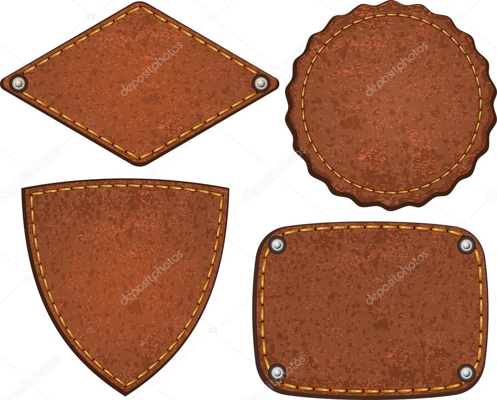 Set of leather labels. Vector illustration