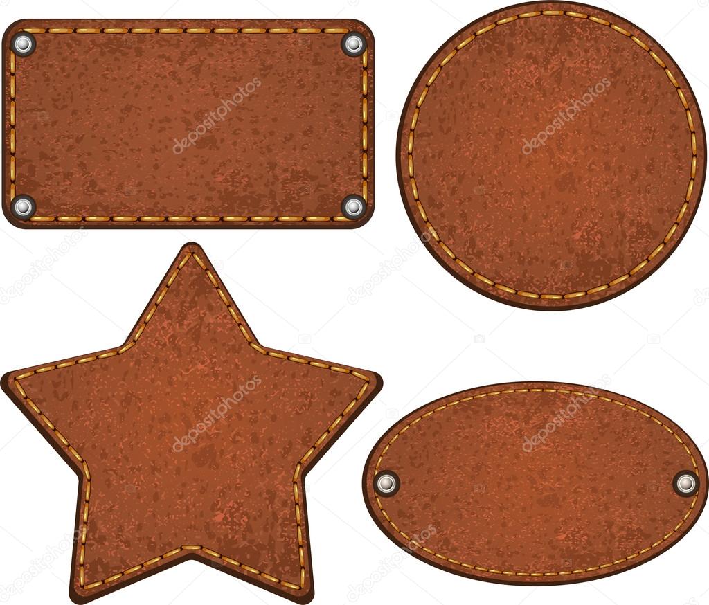 Set of leather labels. Vector illustration