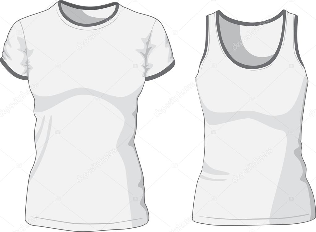 Blank Womens t-shirt and singlet. Vector