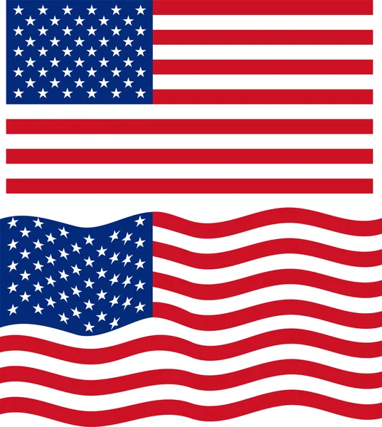 Lapos és hullámzó amerikai zászló. vektor — Stock Vector
