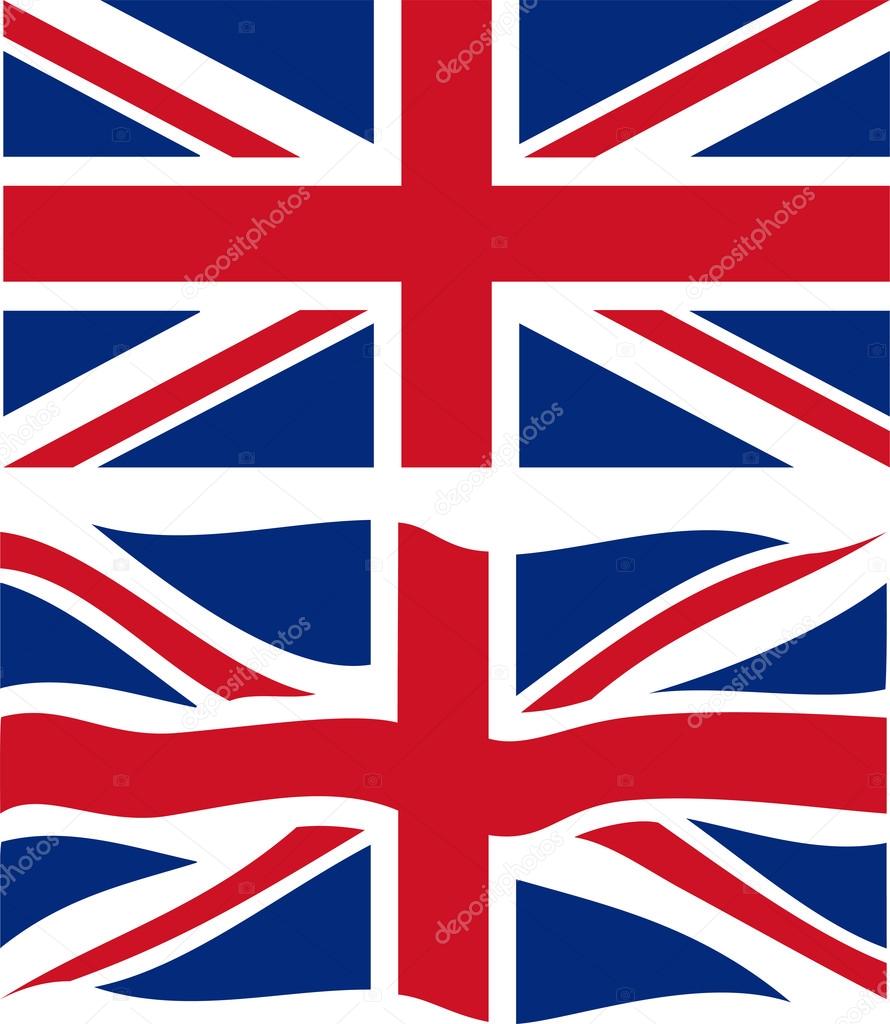 Flat and waving British Flag. Vector