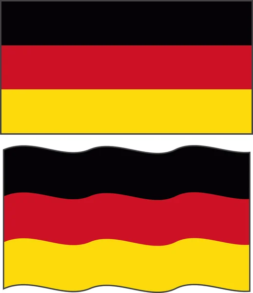 Flach und Deutschland-Fahne schwenkend. Vektor — Stockvektor