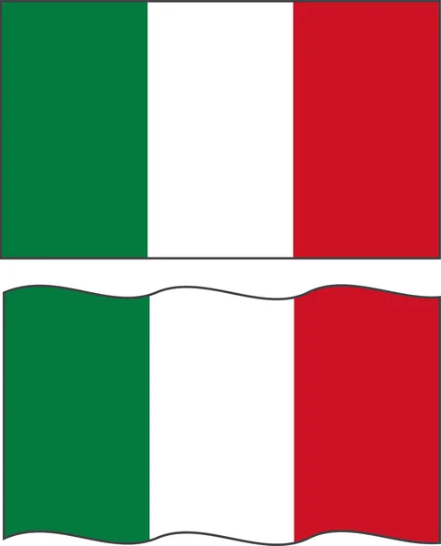 Bandera de Italia plana y ondeante. Vector — Archivo Imágenes Vectoriales