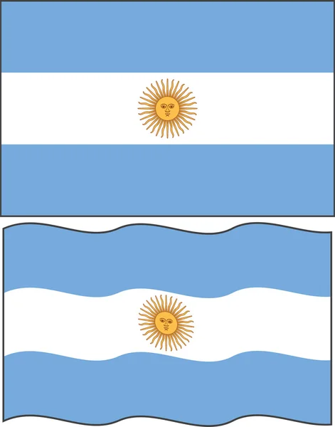 Bandera Argentina plana y ondeante. Vector — Archivo Imágenes Vectoriales