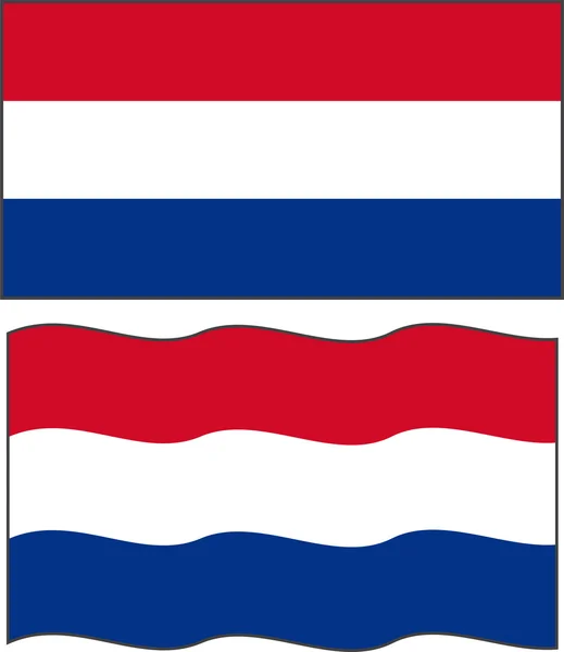Bandeira holandesa plana e ondulada. Vetor — Vetor de Stock