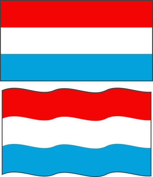 Vlakke en wapperende vlag van Luxemburg. vector — Stockvector