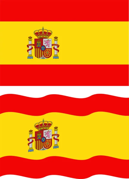 Bandeira espanhola plana e ondulada. Vetor — Vetor de Stock