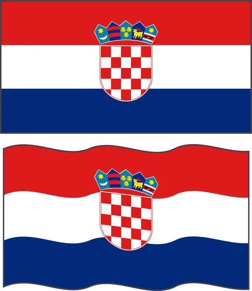 Płaskie i machać Flaga Chorwacji. wektor — Wektor stockowy