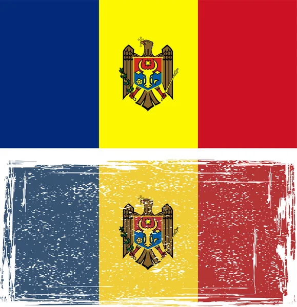 Moldaviska grunge flagga. vektor illustration — Stock vektor