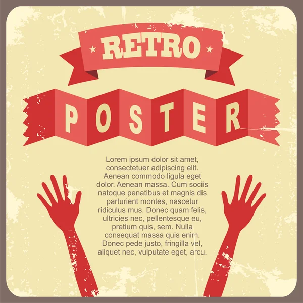 Cartaz vintage com as mãos. Ilustração vetorial — Vetor de Stock