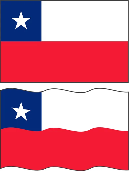 Plochý a mává Chilská vlajka. vektor — Stockový vektor