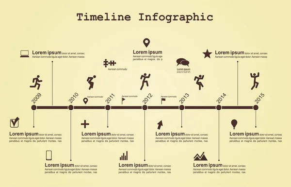 Infografía de elementos de línea de tiempo con iconos. Vector — Vector de stock