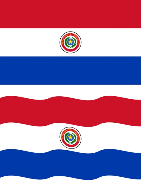Bandera paraguaya plana y ondeante. Vector — Archivo Imágenes Vectoriales