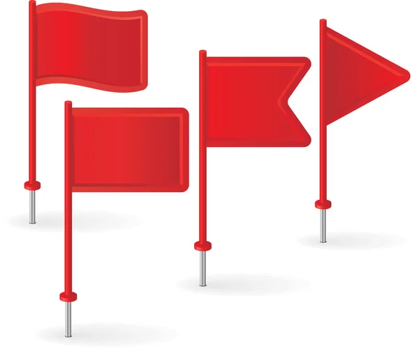 Conjunto de bandeiras de pinos vermelhos. Vetor — Vetor de Stock