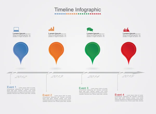Timeline infographics with icons. Vector — Stock Vector