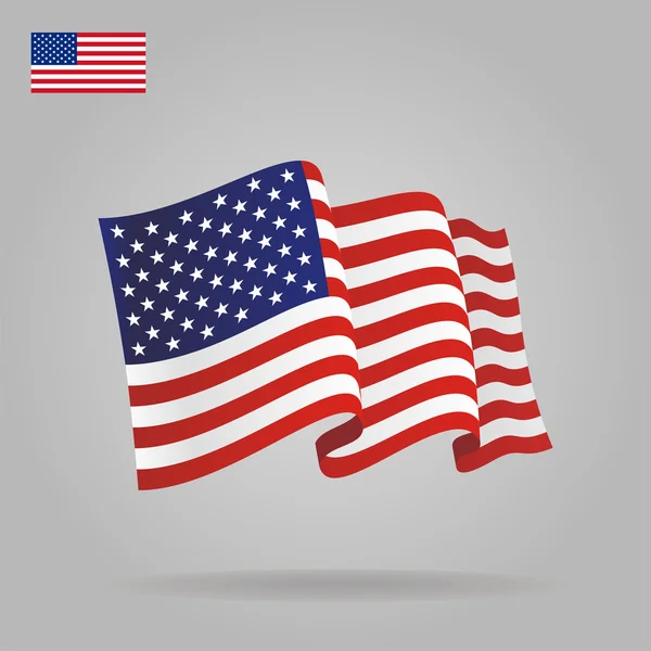 Flat and waving American Flag. Vector — Stock Vector