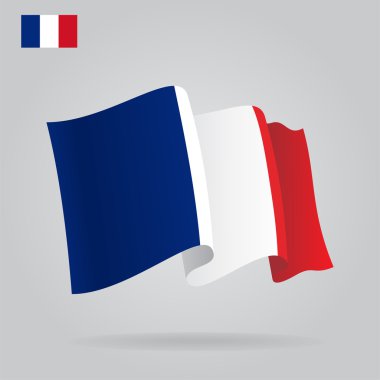 Flat and waving French Flag. Vector clipart