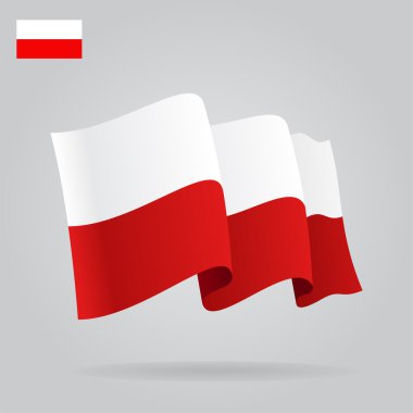 Flat and waving Polish Flag. Vector clipart