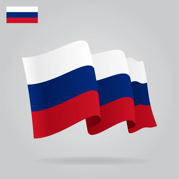 Flat and waving Russian Flag. Vector — Stock Vector