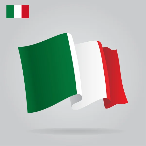 Drapeau italien plat et agitant. Vecteur — Image vectorielle