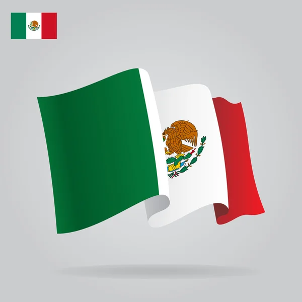 Bandeira mexicana plana e ondulada. Vetor —  Vetores de Stock