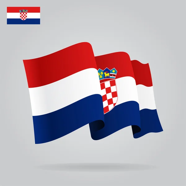 Flat and waving Croatian Flag. Vector — Stock Vector