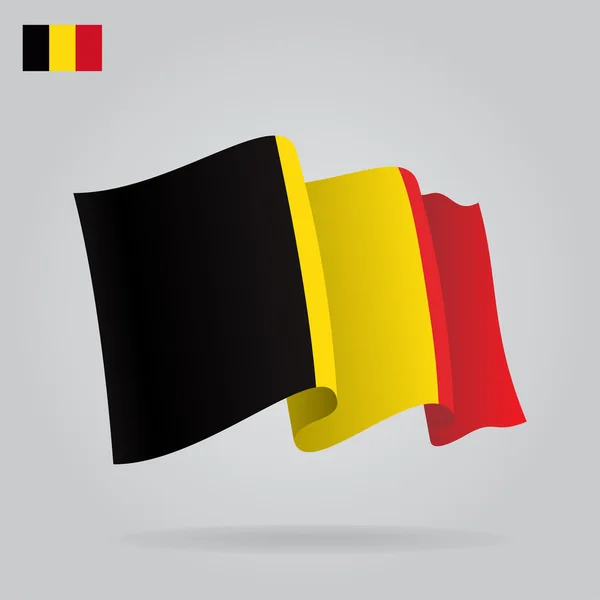 Drapeau belge plat et ondulé. Vecteur — Image vectorielle