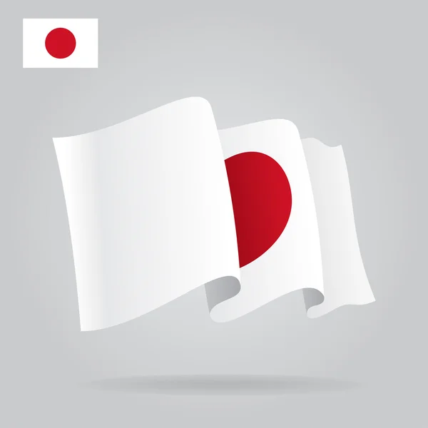 Drapeau japonais plat et agitant. Vecteur — Image vectorielle