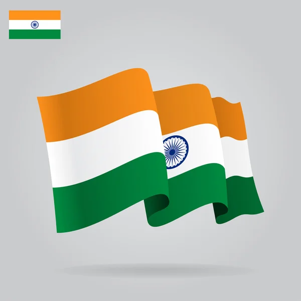 Bandiera indiana piatta e sventolante. Vettore — Vettoriale Stock