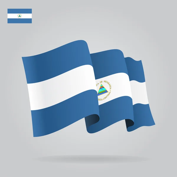 Bandera de Nicaragua plana y ondeante. Vector — Archivo Imágenes Vectoriales