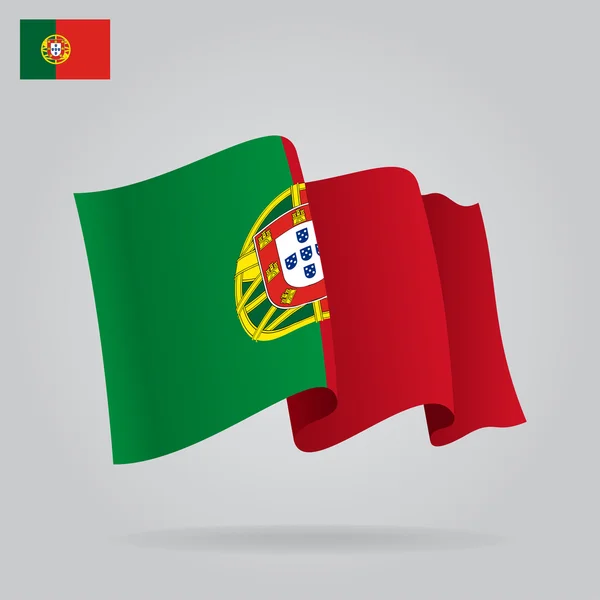 Plochý a mává Portugalská vlajka. Vektor — Stockový vektor