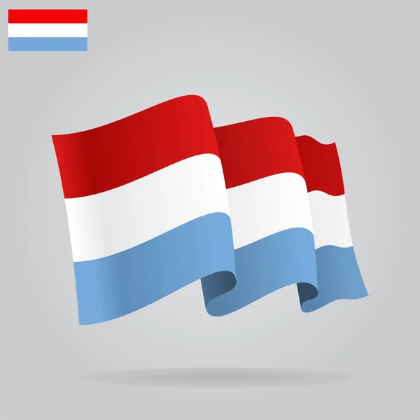 Drapeau Luxembourg plat et ondulé. Vecteur — Image vectorielle