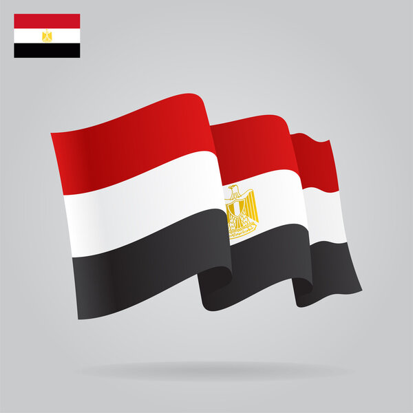 Flat and waving Egyptian Flag. Vector